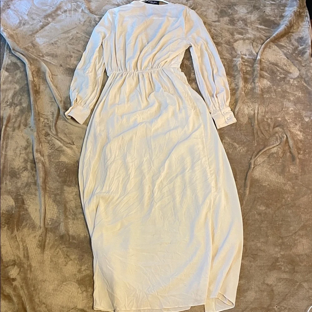 Zara Ivory Long Sleeve Maxi Dress - Picture 6 of 6